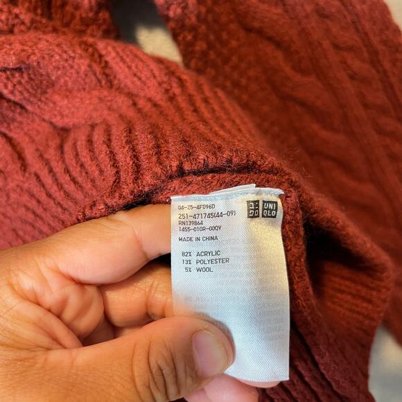 JW Anderson X‎ uniqlo Cable Knit V Neck Sweater Size XS Wool Blend Orange - Picture 4 of 5